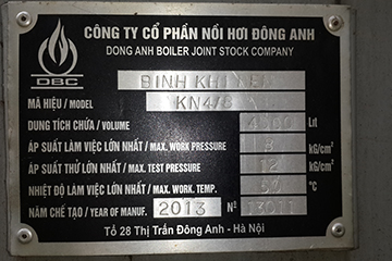 Kiểm tra thông số kỹ thuật của bình khí nén