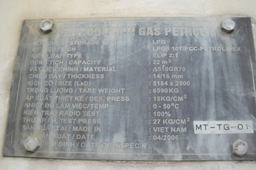 Kiểm tra thông số kỹ thuật bồn chứa LPG