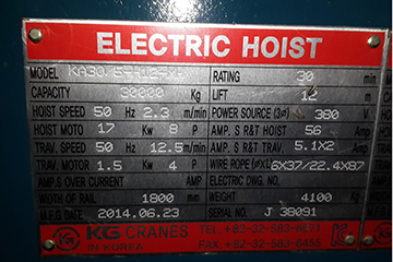 Kiểm tra các thông số kỹ thuật cầu trục 30T Cầu trục 30T, thông số kỹ thuật